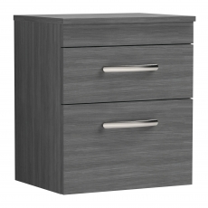 Nuie Athena Wall Hung 2-Drawer Vanity Unit and Worktop 500mm Wide - Anthracite Woodgrain