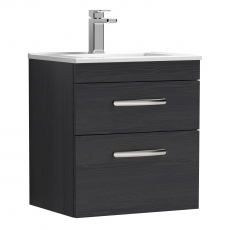 Nuie Athena Wall Hung 2-Drawer Vanity Unit with Basin-3 500mm Wide - Charcoal Black