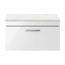 Nuie Athena Wall Hung 1-Drawer Vanity Unit with Sparkling White Worktop 800mm Wide - Gloss White