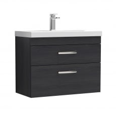 Nuie Athena Wall Hung 2-Drawer Vanity Unit with Basin-1 800mm Wide - Charcoal Black