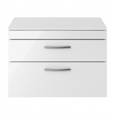 Nuie Athena Wall Hung 2-Drawer Vanity Unit and Worktop 800mm Wide - Gloss White