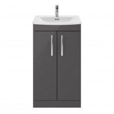 Nuie Athena Floor Standing 2-Door Vanity Unit with Basin-4 500mm Wide - Gloss Grey