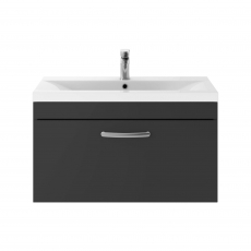 Nuie Athena Wall Hung 1-Drawer Vanity Unit with Basin-1 800mm Wide - Gloss Grey