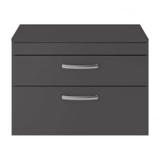 Nuie Athena Wall Hung 2-Drawer Vanity Unit and Worktop 800mm Wide - Gloss Grey