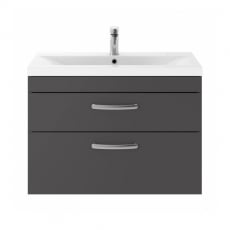 Nuie Athena Wall Hung 2-Drawer Vanity Unit with Basin-1 800mm Wide - Gloss Grey