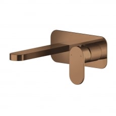 Nuie Binsey 2-Hole Wall Mounted Basin Mixer Tap with Plate - Brushed Bronze