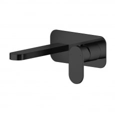 Nuie Binsey 2-Hole Wall Mounted Basin Mixer Tap with Plate - Matt Black