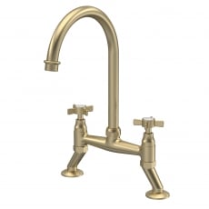 Nuie Bridge Kitchen Sink Mixer Tap Crosshead Handle - Brushed Brass