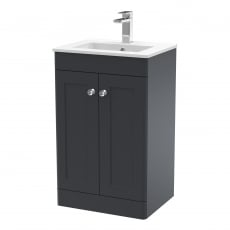 Nuie Classique Floor Standing 2-Door Vanity Unit with Basin-2 500mm Wide - Satin Anthracite