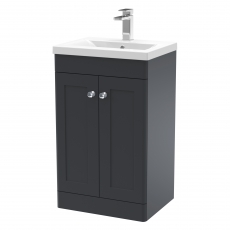 Nuie Classique Floor Standing 2-Door Vanity Unit with Basin-1 500mm Wide - Satin Anthracite