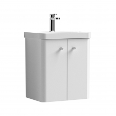 Nuie Core Wall Hung 2-Door Vanity Unit with Thin Edge Basin 500mm Wide - Gloss White