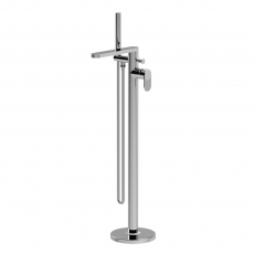 Nuie Cyprus Fluted Freestanding Bath Shower Mixer Tap with Shower Kit - Chrome