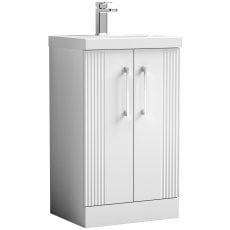 Nuie Deco Floor Standing 2-Door Vanity Unit with Basin-1 500mm Wide - Satin White