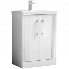 Nuie Deco Floor Standing 2-Door Vanity Unit with Basin-1 600mm Wide - Satin White