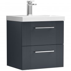 Nuie Deco Wall Hung 2-Drawer Vanity Unit with Basin-3 500mm Wide - Satin Anthracite