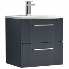 Nuie Deco Wall Hung 2-Drawer Vanity Unit with Basin-4 500mm Wide - Satin Anthracite