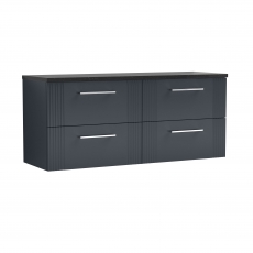 Nuie Deco Wall Hung 4-Drawer Vanity Unit with Sparkling Black Worktop 1200mm Wide - Satin Anthracite