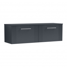 Nuie Deco Wall Hung 2-Drawer Vanity Unit with Worktop 1200mm Wide - Satin Anthracite