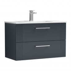 Nuie Deco Wall Hung 2-Drawer Vanity Unit with Basin-4 800mm Wide - Satin Anthracite