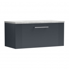 Nuie Deco Wall Hung 1-Drawer Vanity Unit with Bellato Grey Worktop 800mm Wide - Satin Anthracite