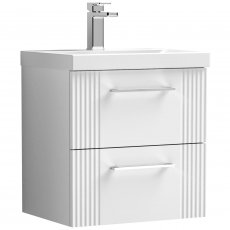 Nuie Deco Wall Hung 2-Drawer Vanity Unit with Basin-3 500mm Wide - Satin White