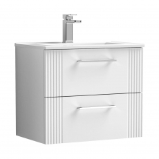 Nuie Deco Wall Hung 2-Drawer Vanity Unit with Basin-4 600mm Wide - Satin White