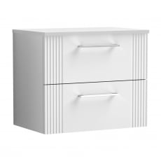 Nuie Deco Wall Hung 2-Drawer Vanity Unit with Worktop 600mm Wide - Satin White