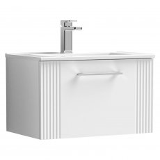 Nuie Deco Wall Hung 1-Drawer Vanity Unit with Basin-2 600mm Wide - Satin White