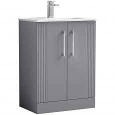 Nuie Deco Floor Standing 2-Door Vanity Unit with Basin-2 600mm Wide - Satin Grey