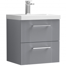 Nuie Deco Wall Hung 2-Drawer Vanity Unit with Basin-3 500mm Wide - Satin Grey