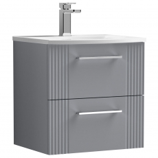 Nuie Deco Wall Hung 2-Drawer Vanity Unit with Basin-4 500mm Wide - Satin Grey