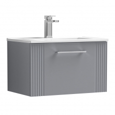 Nuie Deco Wall Hung 1-Drawer Vanity Unit with Basin-4 600mm Wide - Satin Grey