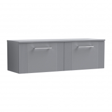 Nuie Deco Wall Hung 2-Drawer Vanity Unit with Worktop 1200mm Wide - Satin Grey