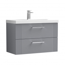 Nuie Deco Wall Hung 2-Drawer Vanity Unit with Basin-1 800mm Wide - Satin Grey