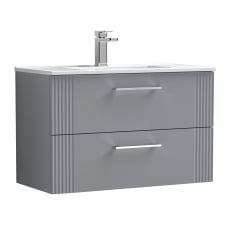 Nuie Deco Wall Hung 2-Drawer Vanity Unit with Basin-4 800mm Wide - Satin Grey