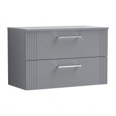 Nuie Deco Wall Hung 2-Drawer Vanity Unit with Worktop 800mm Wide - Satin Grey