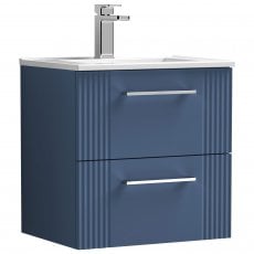 Nuie Deco Wall Hung 2-Drawer Vanity Unit with Basin-2 500mm Wide - Satin Blue