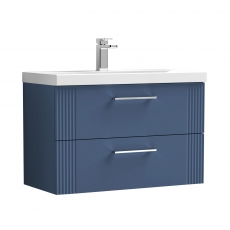 Nuie Deco Wall Hung 2-Drawer Vanity Unit with Basin-3 800mm Wide - Satin Blue