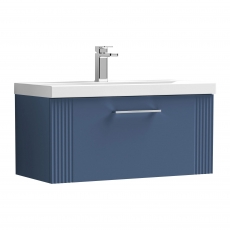 Nuie Deco Wall Hung 1-Drawer Vanity Unit with Basin-3 800mm Wide - Satin Blue