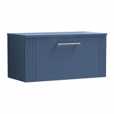 Nuie Deco Wall Hung 1-Drawer Vanity Unit with Worktop 800mm Wide - Satin Blue