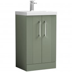 Nuie Deco Floor Standing 2-Door Vanity Unit with Basin-1 500mm Wide - Satin Green