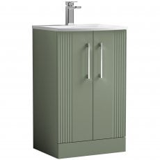 Nuie Deco Floor Standing 2-Door Vanity Unit with Basin-4 500mm Wide - Satin Green