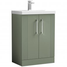 Nuie Deco Floor Standing 2-Door Vanity Unit with Basin-3 600mm Wide - Satin Green