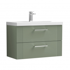 Nuie Deco Wall Hung 2-Drawer Vanity Unit with Basin-1 800mm Wide - Satin Green