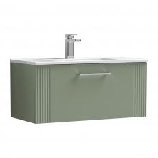 Nuie Deco Wall Hung 1-Drawer Vanity Unit with Basin-2 800mm Wide - Satin Green