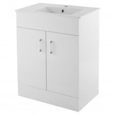 Nuie Eden Floor Standing 2-Door Vanity Unit with Basin-2 600mm Wide - Gloss White