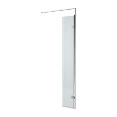 Nuie Fluted Wet Room Hinged Return Panel 1850mm High x 300mm Wide with Support Bar 8mm Glass - Polished Chrome