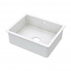 Nuie Undermount Kitchen Sink 1.0 Bowl with Overflow and Central Waste 548mm L x 442mm W - White