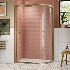 Lucie Brushed Brass Offset Quadrant Shower Enclosure 1200mm x 800mm - 8mm Glass