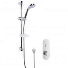 Nuie Round Thermostatic Concealed Push Button Shower Valve with Slider Rail Kit - Chrome